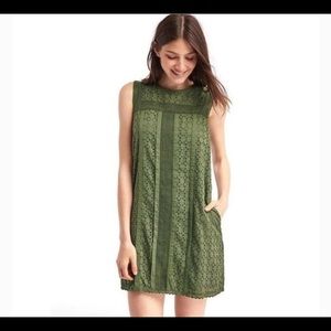 Gap olive green eyelet shift dress